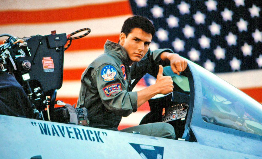 Tom Cruise giving a thumbs-up in the "Maverick."