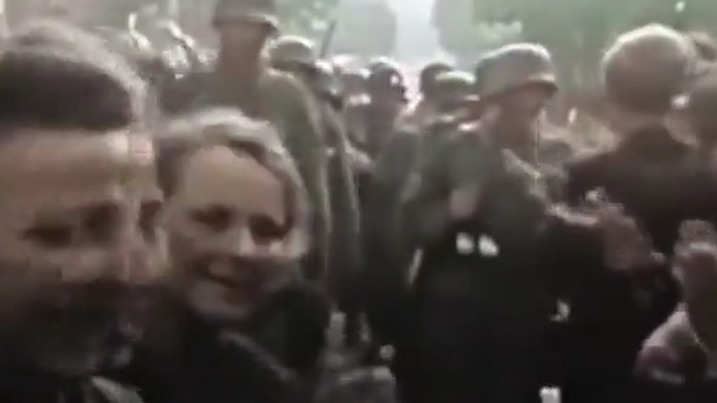 Lyiv, Ukraine welcomes Germans in 1941 after the jewish communist/bolshevik genocide (the Holodomor) – the assassination of  Tzar Nicholas Romanov (Romanoff) II allowed this